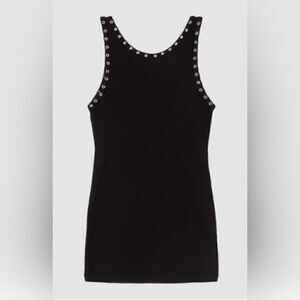 Revolve x RE/Done black Dress Eyelet Grommet Silver Metal Ribbed Cotton S. NWT